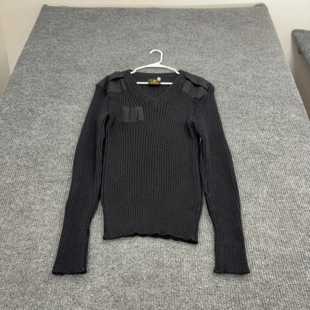 Vintage‎ Citadel Sweater Mens Size 42 Black Wool Ribbed V-Neck Military Style